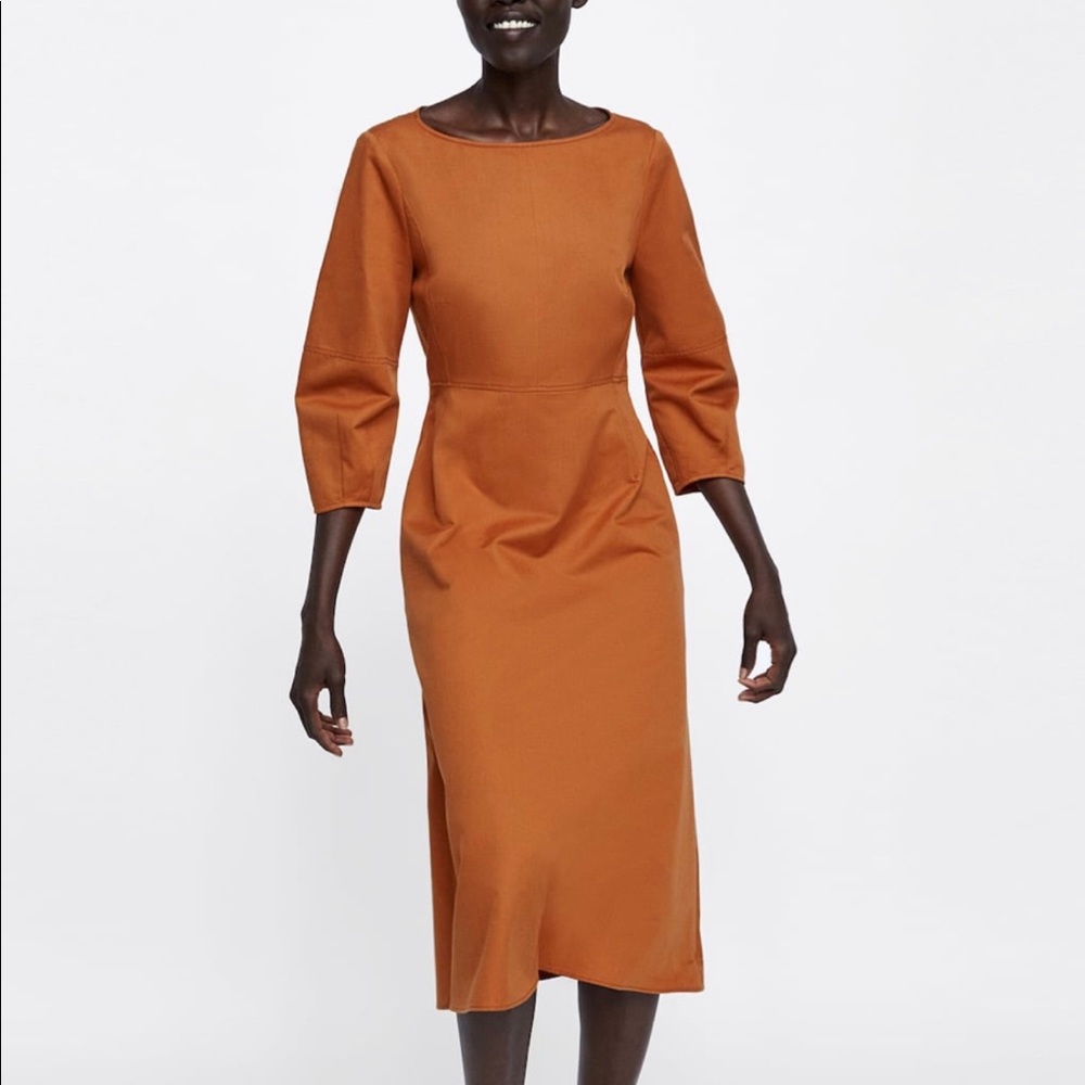 ZARA mid length orange dress